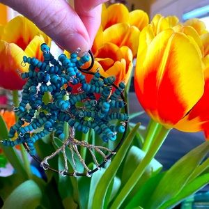 Tree of life - hand made wire, and wood beads.
